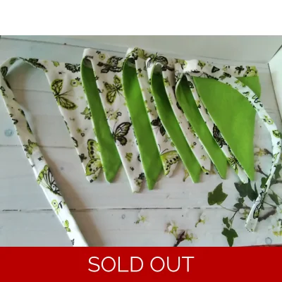 Butterfly Bunting, Spring Bunting, Reusable Green Cotton Party Decor. Double Sided 2.2 metres long